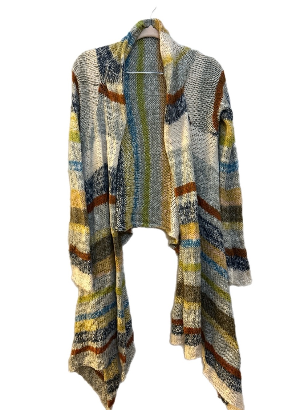 Rock Striped Open Front Draped Cardigan - Size M